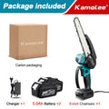 Kamolee Brushless Electric Chain Saw 8 Inch Mini Chainsaw Wood Cutter Pruning Garden Power Tool