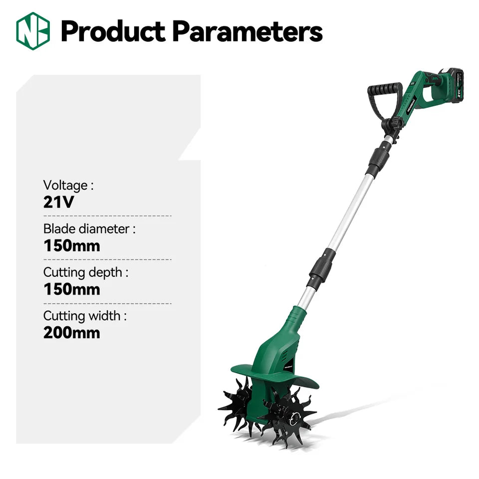 NEWBENY Electric Rototiller Tiller Cordless Cultivator Lawn Mower Scarifier Multi-Garden Power Tool For Makita 21V Battery Pin