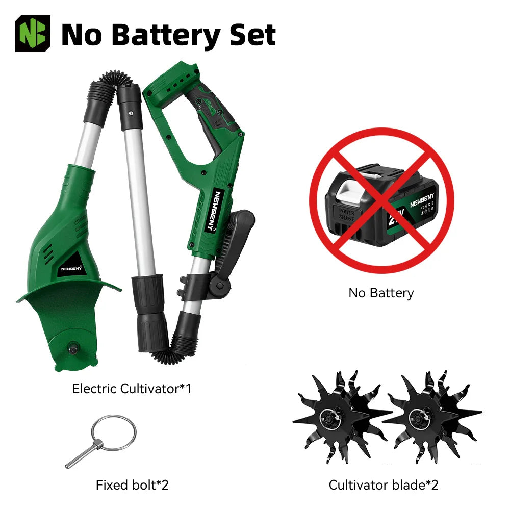 NEWBENY Electric Rototiller Tiller Cordless Cultivator Lawn Mower Scarifier Multi-Garden Power Tool For Makita 21V Battery Pin