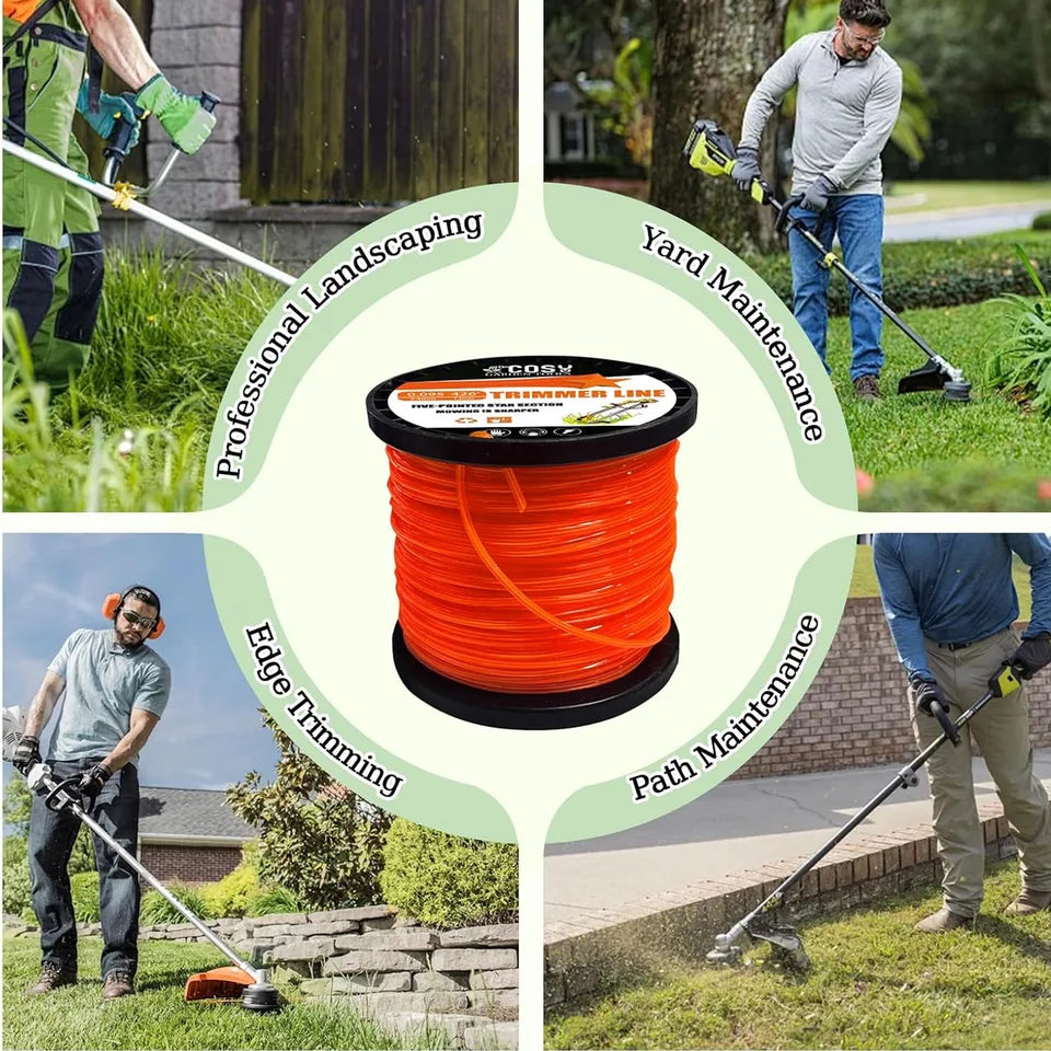 TSES 1.5LB Trimmer Rope Star Shape, String Trimmer Line, Commercial Grade Pentagon Weed Eater Spool, Premium Nylon Universal