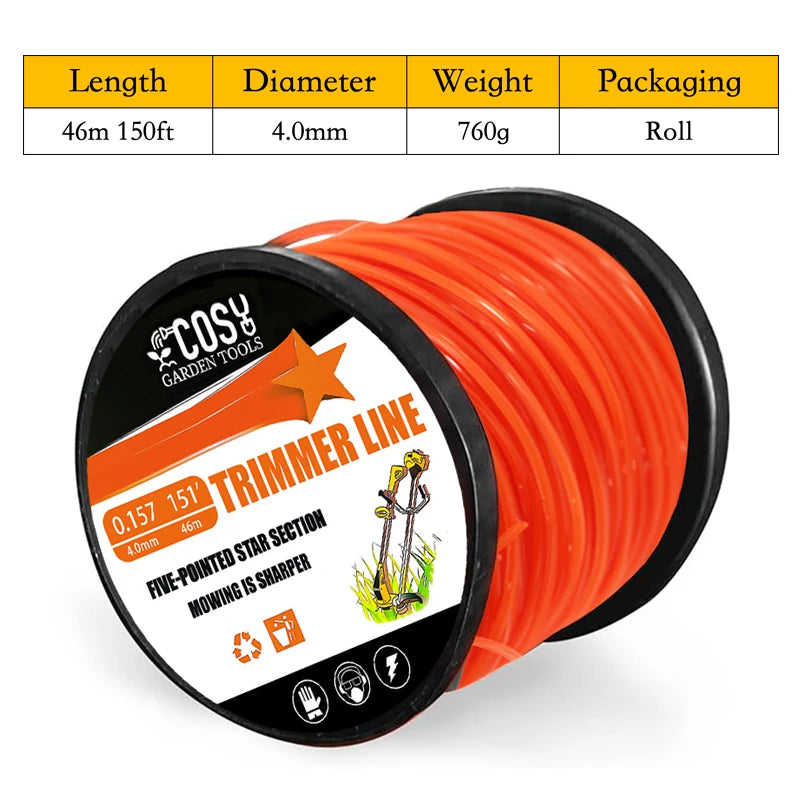 TSES 1.5LB Trimmer Rope Star Shape, String Trimmer Line, Commercial Grade Pentagon Weed Eater Spool, Premium Nylon Universal